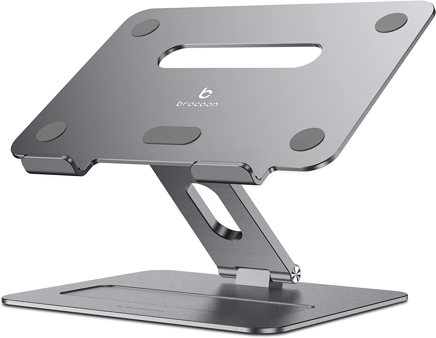Adjustable Aluminum Laptop Stand for Desk – Ergonomic Laptop Riser with Heat Ventilation for 10–17 Inch Laptops, Space Gray