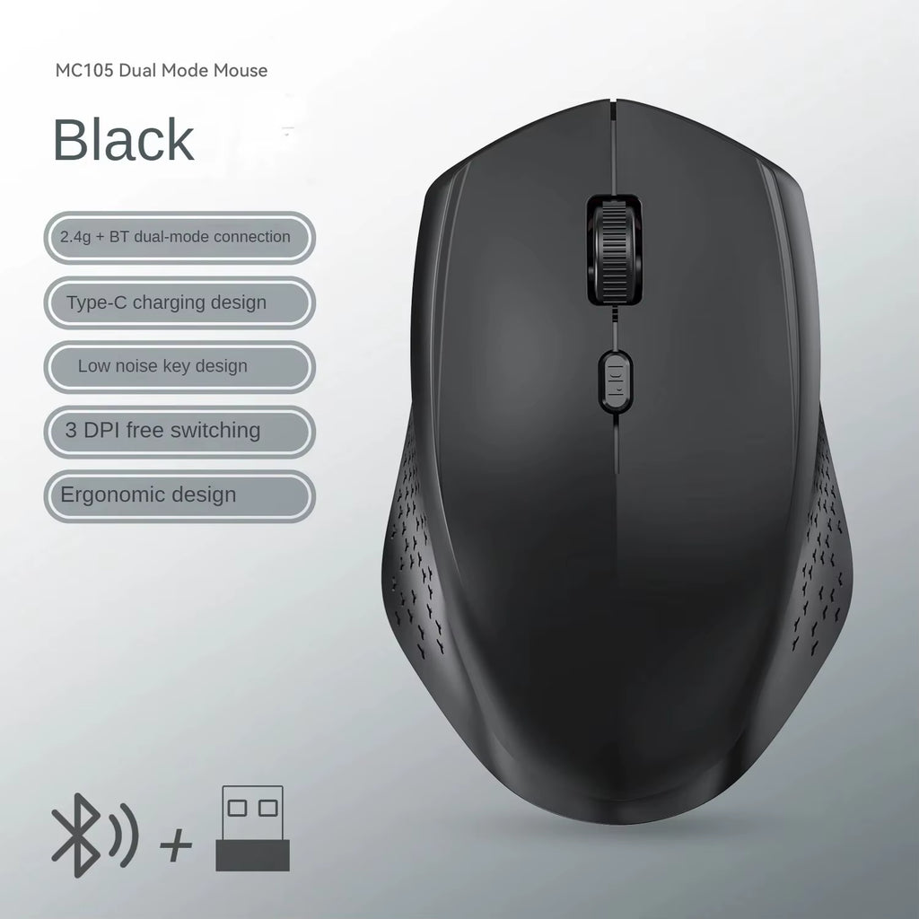 Rechargeable Wireless Bluetooth Mouse – 6-Button Ergonomic Mouse with Adjustable DPI for PC & Laptop