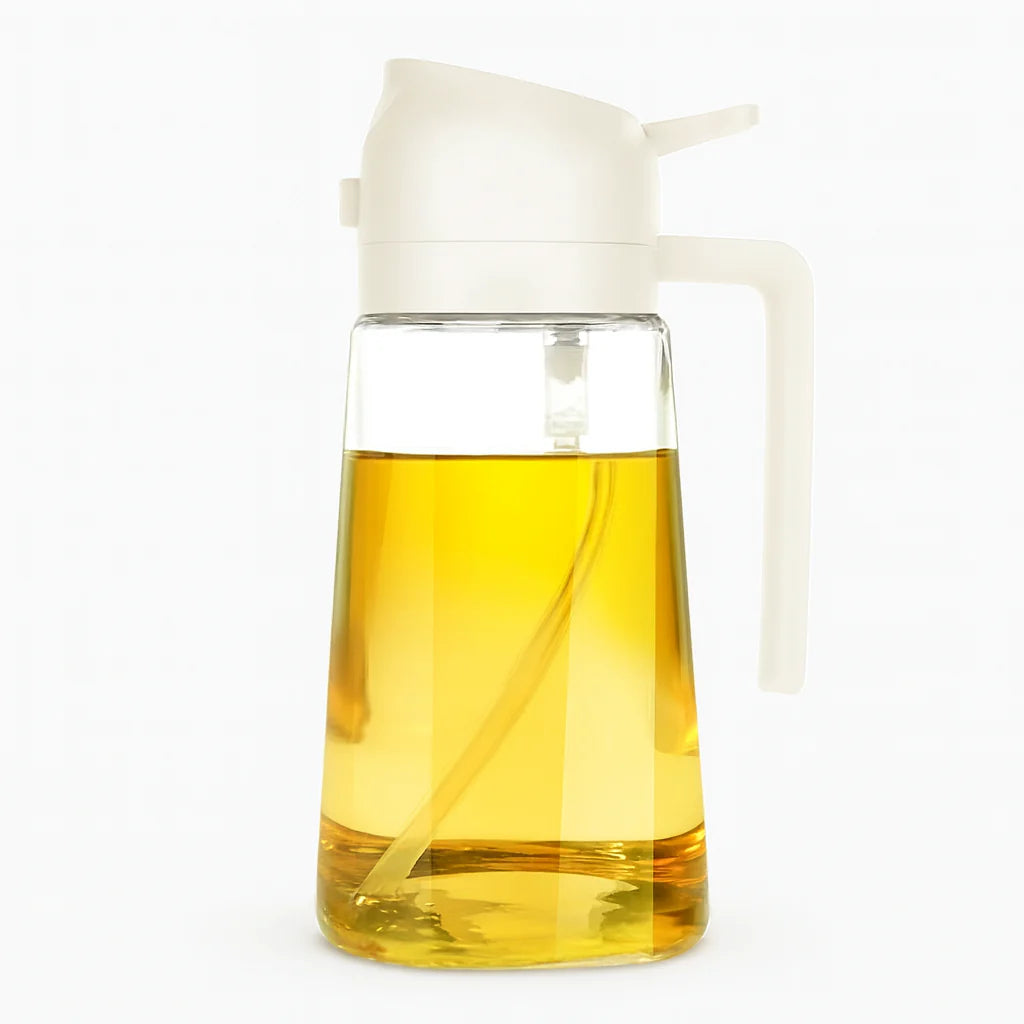 2-in-1 Oil Dispenser Bottle with Built-In Measuring Cup – Easy Measure & Pour, No-Drip Design