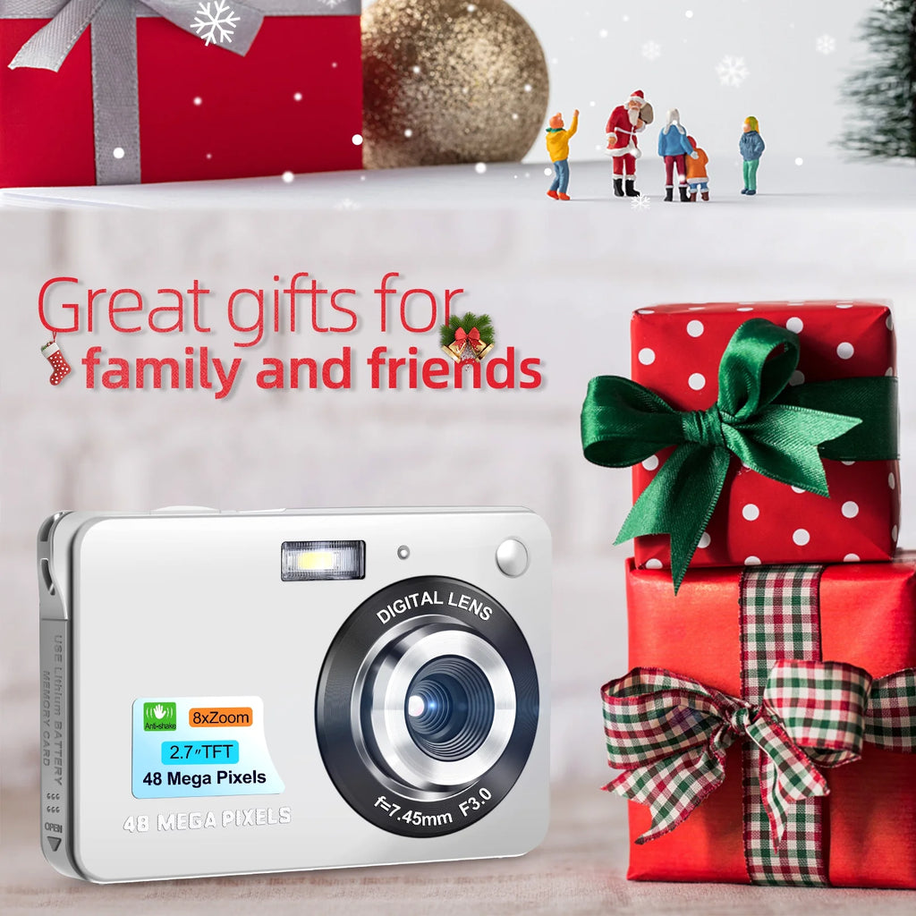 48MP Digital Camera with 8X Digital Zoom – Compact FHD Pocket Camera with 2.7-Inch Display