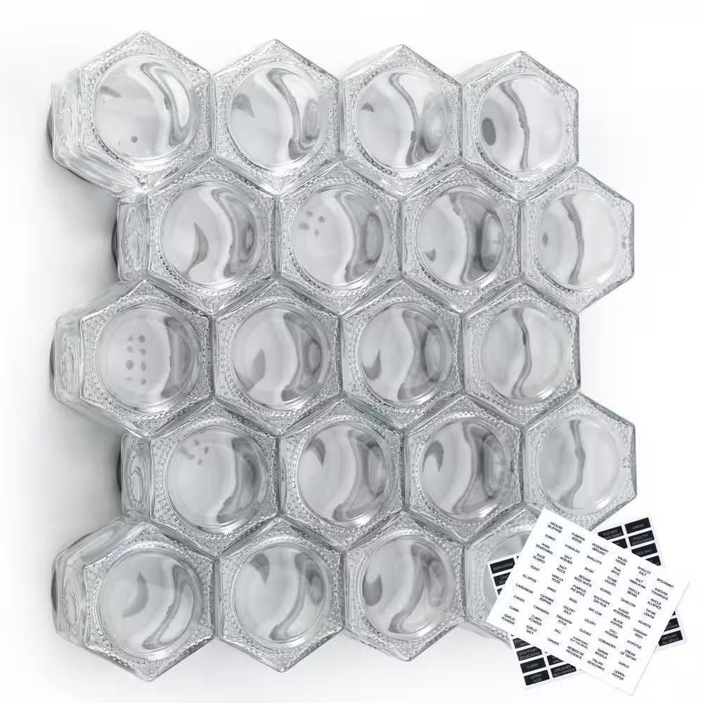 20-Pack Magnetic Glass Spice Jars with Shaker Lids & Labels – Organize Your Kitchen with Ease