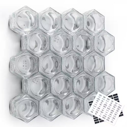 20-Pack Magnetic Glass Spice Jars with Shaker Lids & Labels – Organize Your Kitchen with Ease