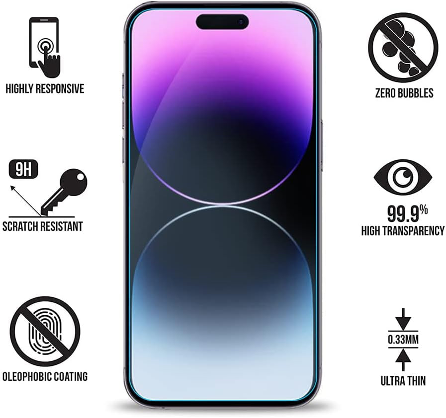 iPhone 14 Pro Blue Light Screen Protector (3 Pack) – Tempered Glass Eye Protection Screen Protectors for 6.1" iPhone 14 Pro