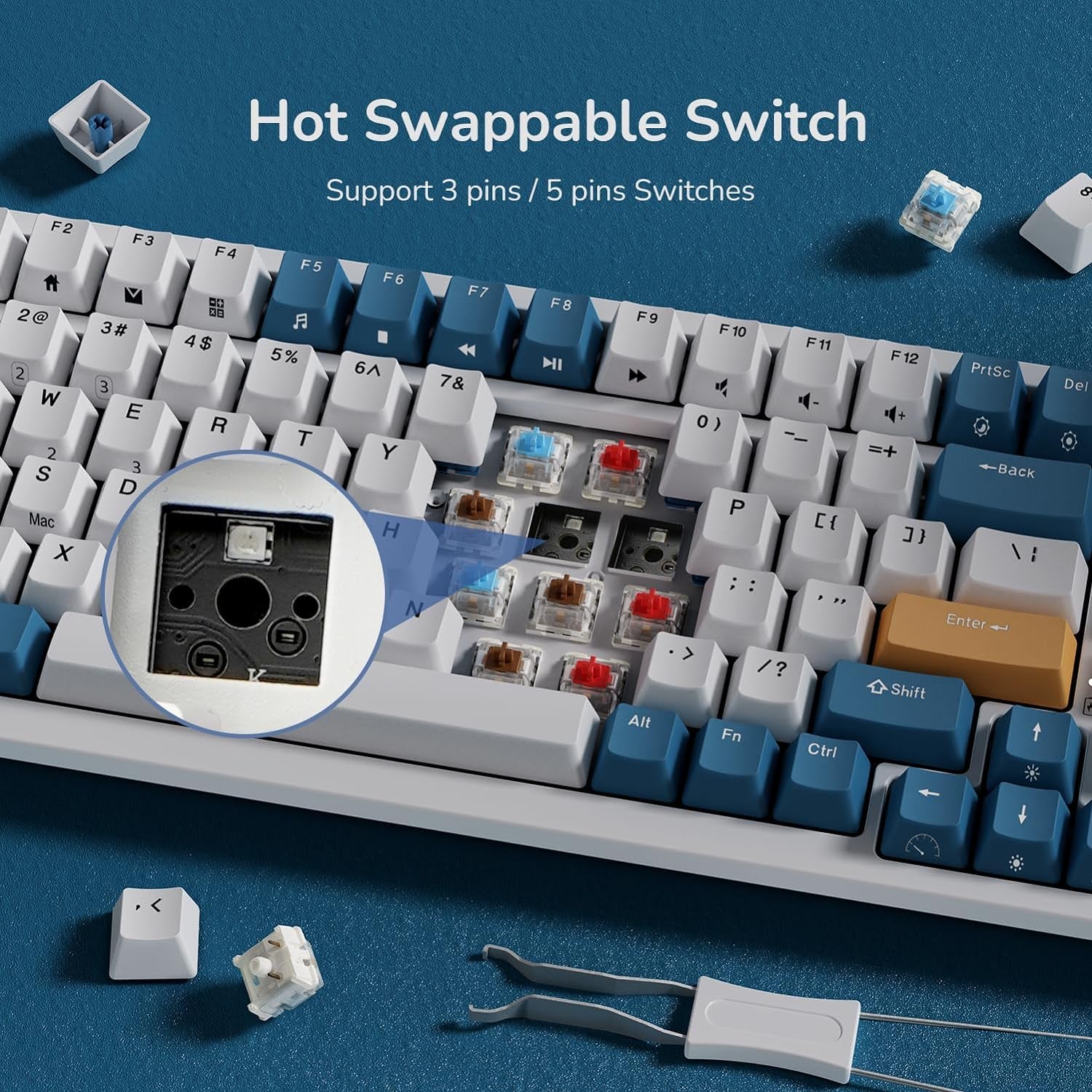 **Title:**  RK ROYAL KLUDGE RK98 Wireless Mechanical Keyboard – 98% Layout, Hot-Swappable, Tri-Mode Connectivity, RGB Backlit with Brown Switches and Numpad