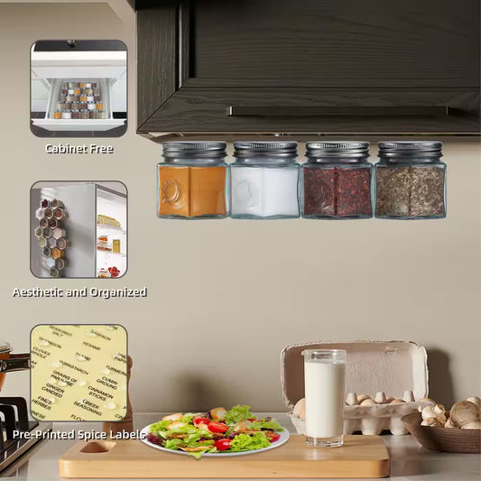 20-Pack Magnetic Glass Spice Jars with Shaker Lids & Labels – Organize Your Kitchen with Ease