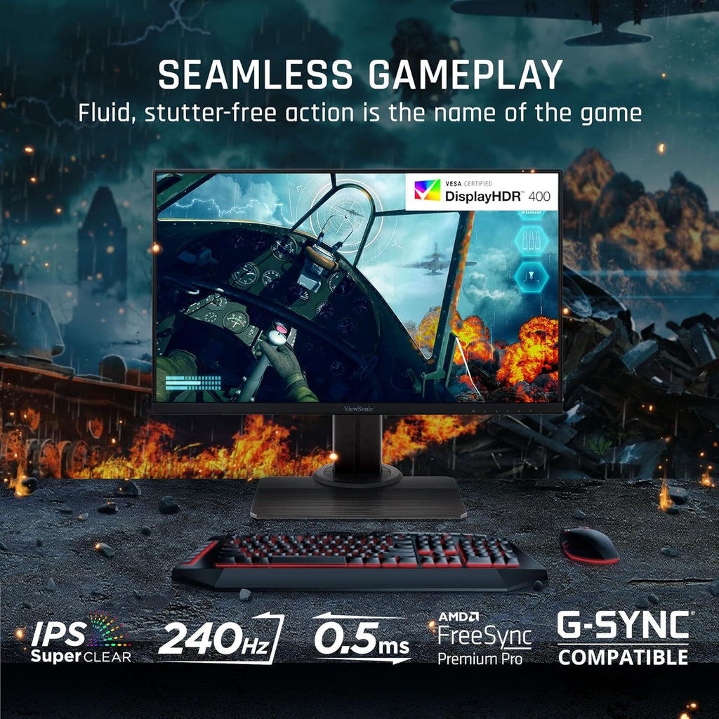 **Title:**  ViewSonic XG2431 24-Inch Full HD Gaming Monitor – 240Hz, 0.5ms Response Time, FreeSync Premium & G-SYNC Compatible, HDR400 Display