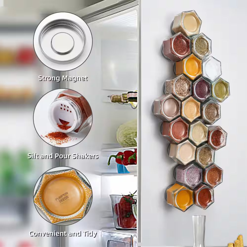 20-Pack Magnetic Glass Spice Jars with Shaker Lids & Labels – Organize Your Kitchen with Ease