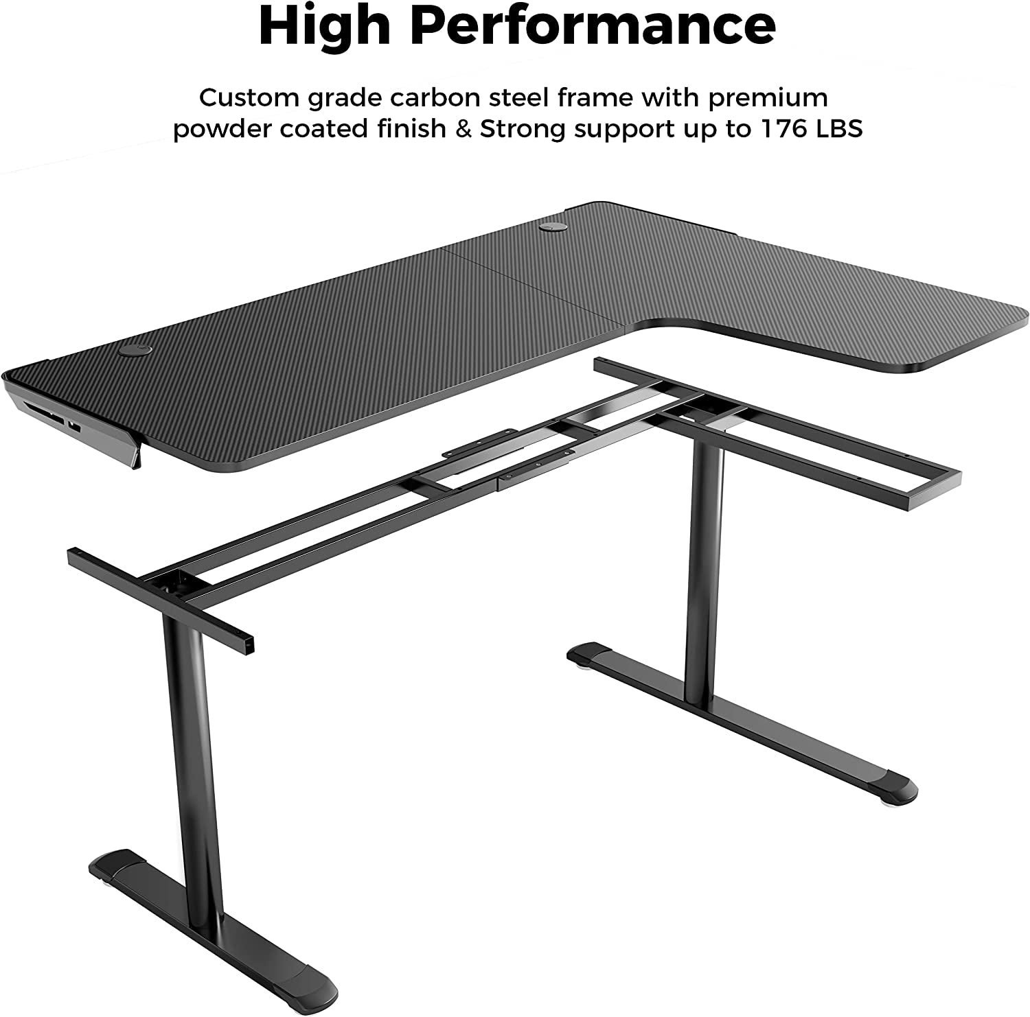 L-Shaped Gaming Desk – 60-Inch Corner Computer Desk with Mouse Pad & Cable Management