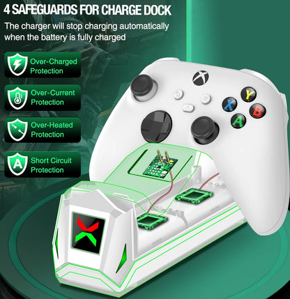 Dual Xbox Controller Charging Station with 2 Rechargeable Battery Packs – Compatible with Xbox Series X|S, Xbox One, and Elite Controllers
