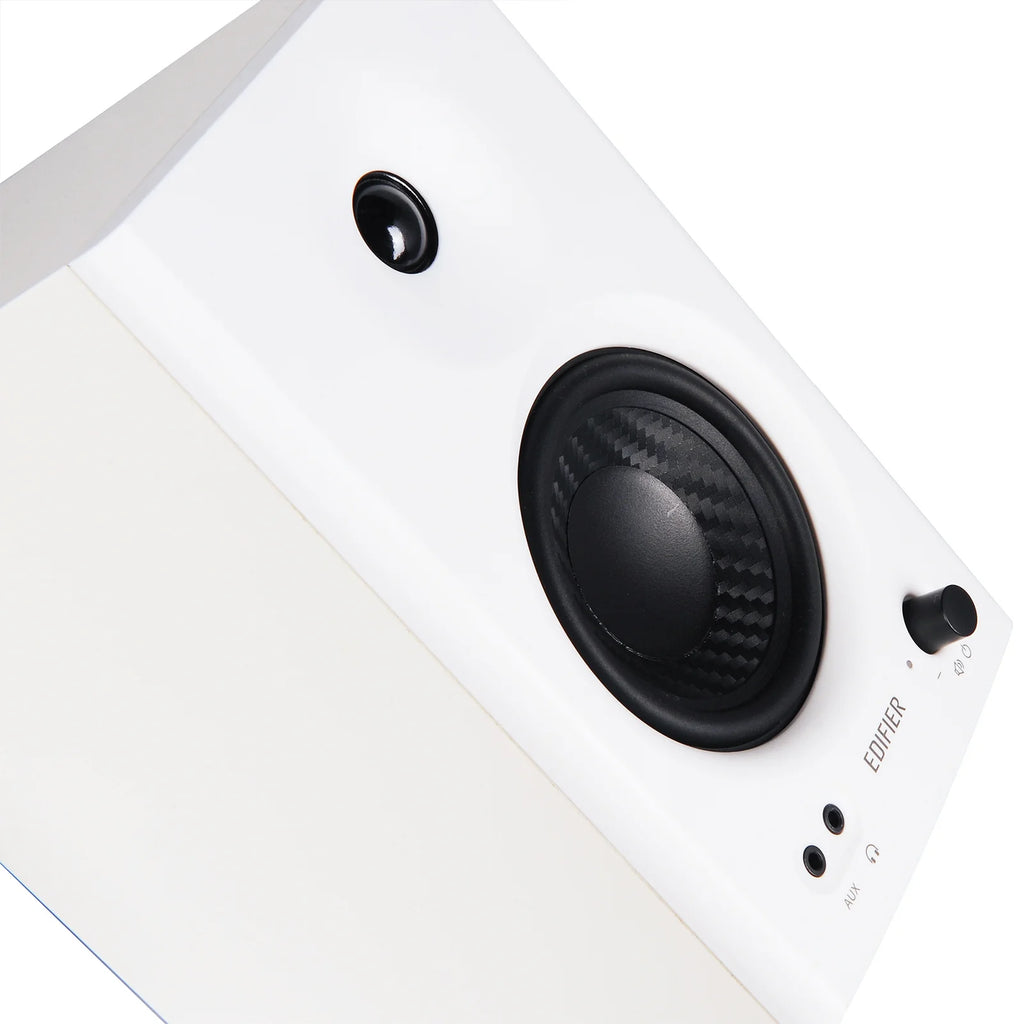 MR4 Powered Studio Monitor Speakers – 4" Active Near-Field Monitor Speakers for Music Production, Gaming & Home Audio (White, Pair)