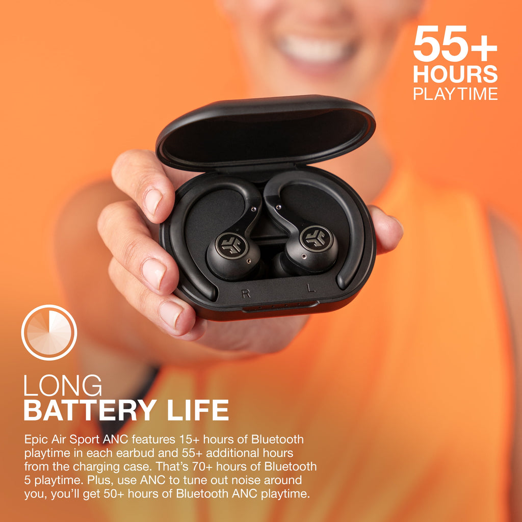 Epic Air Sport ANC True Wireless Earbuds – Active Noise Cancelling Wireless Headphones with Secure Sport Fit