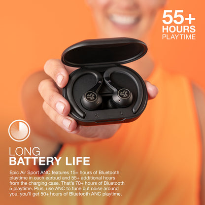Epic Air Sport ANC True Wireless Earbuds – Active Noise Cancelling Wireless Headphones with Secure Sport Fit