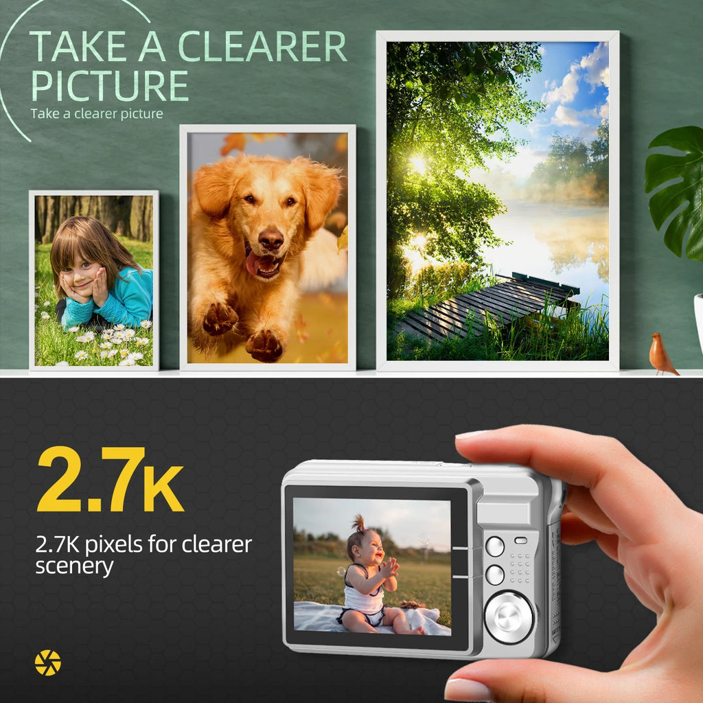 48MP Digital Camera with 8X Digital Zoom – Compact FHD Pocket Camera with 2.7-Inch Display