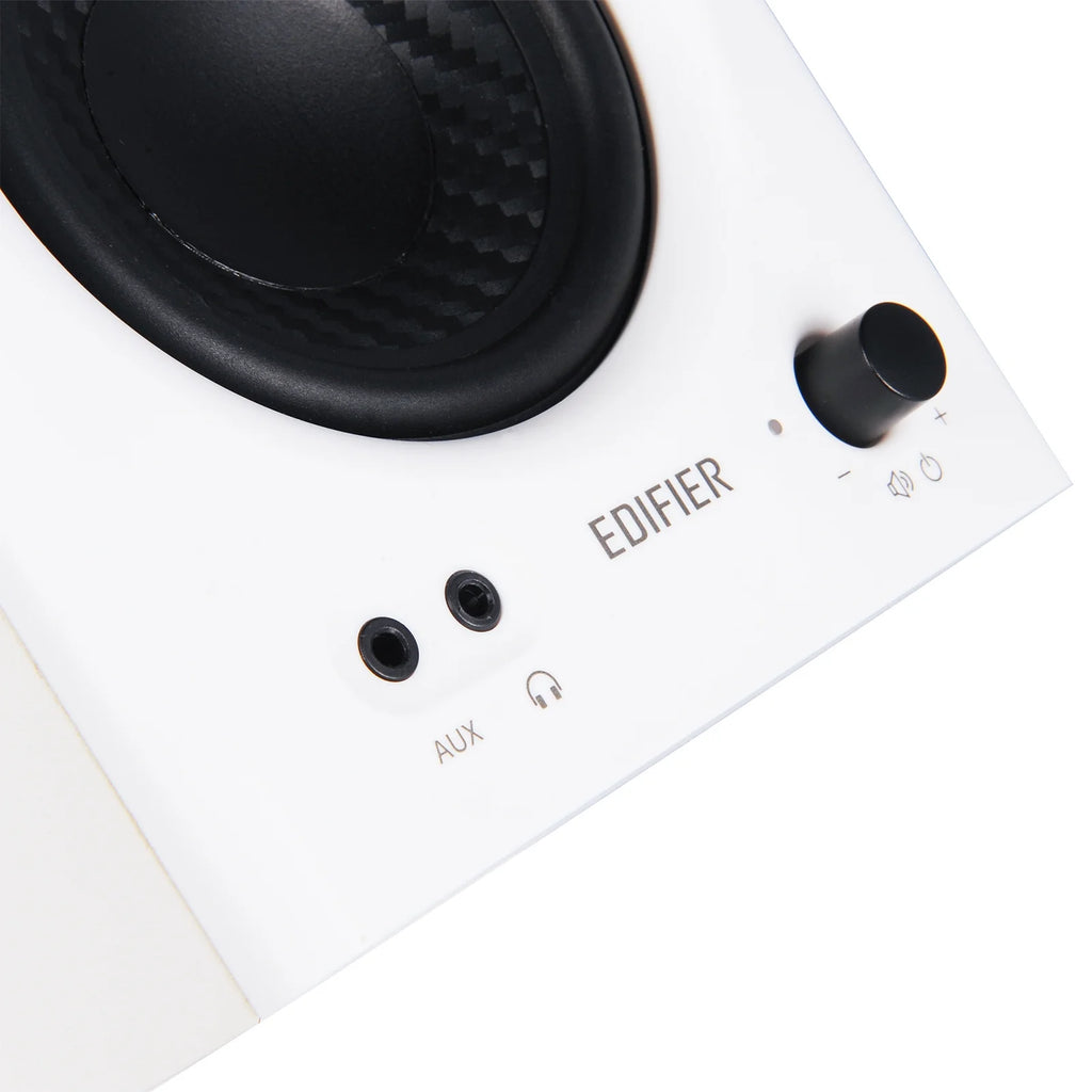 MR4 Powered Studio Monitor Speakers – 4" Active Near-Field Monitor Speakers for Music Production, Gaming & Home Audio (White, Pair)
