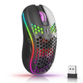 Rechargeable Wireless Gaming Mouse – RGB Backlit, 6-Button Ergonomic Honeycomb Design with Adjustable DPI and USB-C Charging