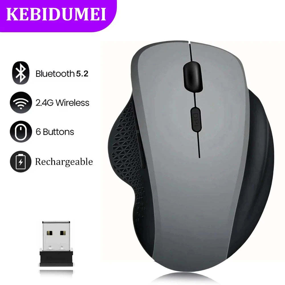 Rechargeable Wireless Bluetooth Mouse – 6-Button Ergonomic Mouse with Adjustable DPI for PC & Laptop