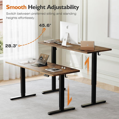 55-Inch Electric Standing Desk – Height Adjustable Sit-Stand Home Office Computer Desk with Quiet Motor, 178 lb Capacity, Rustic Brown
