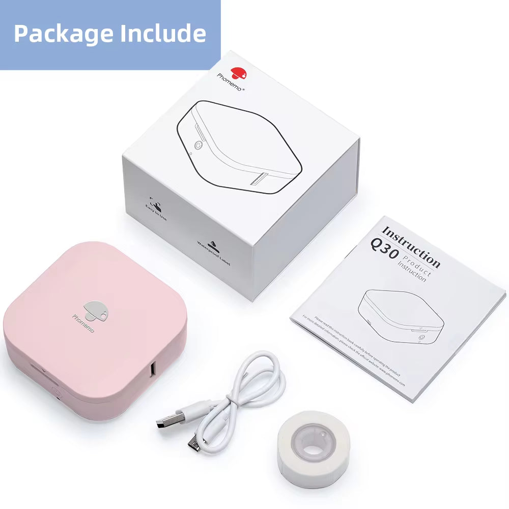 Phomemo Q30 Portable Bluetooth Label Maker – Wireless Thermal Sticker Printer with Custom Label Paper Support