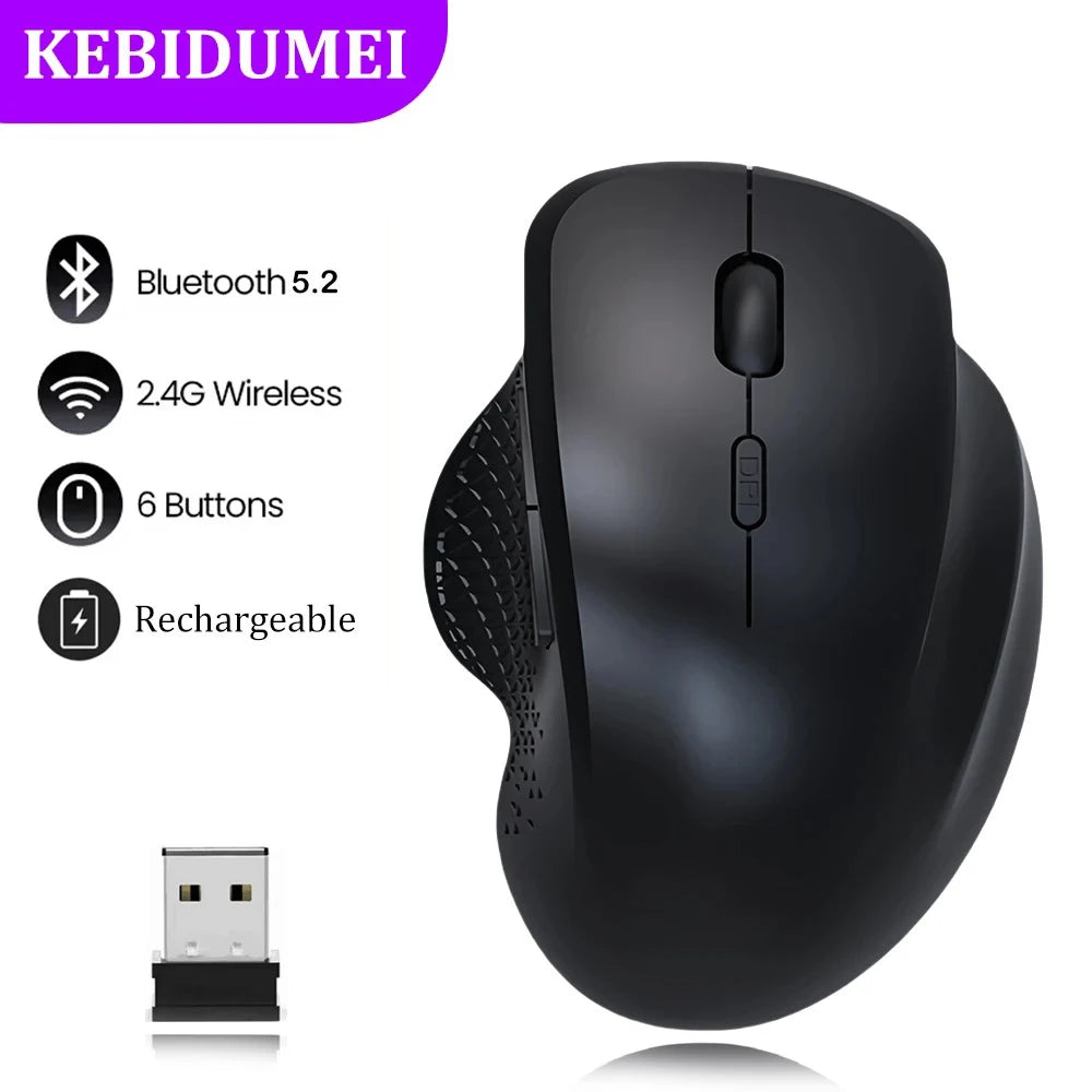Rechargeable Wireless Bluetooth Mouse – 6-Button Ergonomic Mouse with Adjustable DPI for PC & Laptop