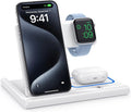 3-in-1 Foldable Wireless Charging Station for iPhone, Apple Watch, and AirPods – Fast Qi Charger, White**