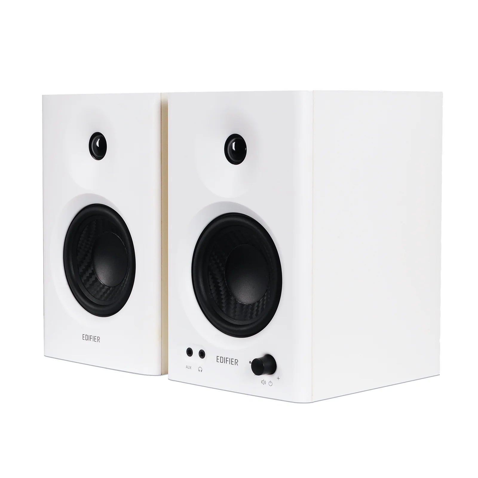 MR4 Powered Studio Monitor Speakers – 4" Active Near-Field Monitor Speakers for Music Production, Gaming & Home Audio (White, Pair)