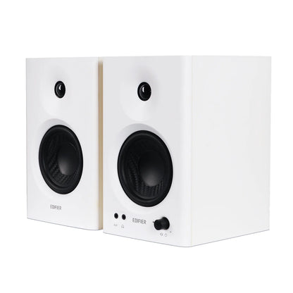 MR4 Powered Studio Monitor Speakers – 4" Active Near-Field Monitor Speakers for Music Production, Gaming & Home Audio (White, Pair)
