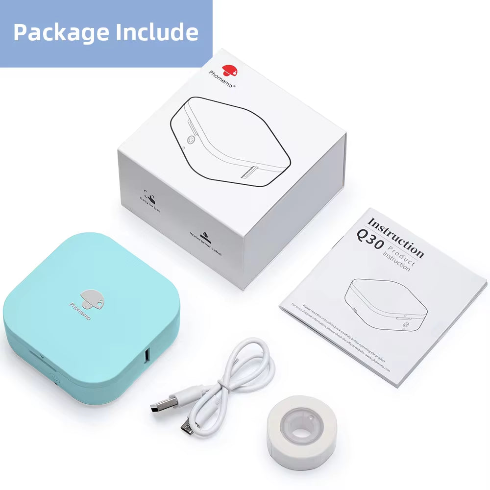 Phomemo Q30 Portable Bluetooth Label Maker – Wireless Thermal Sticker Printer with Custom Label Paper Support