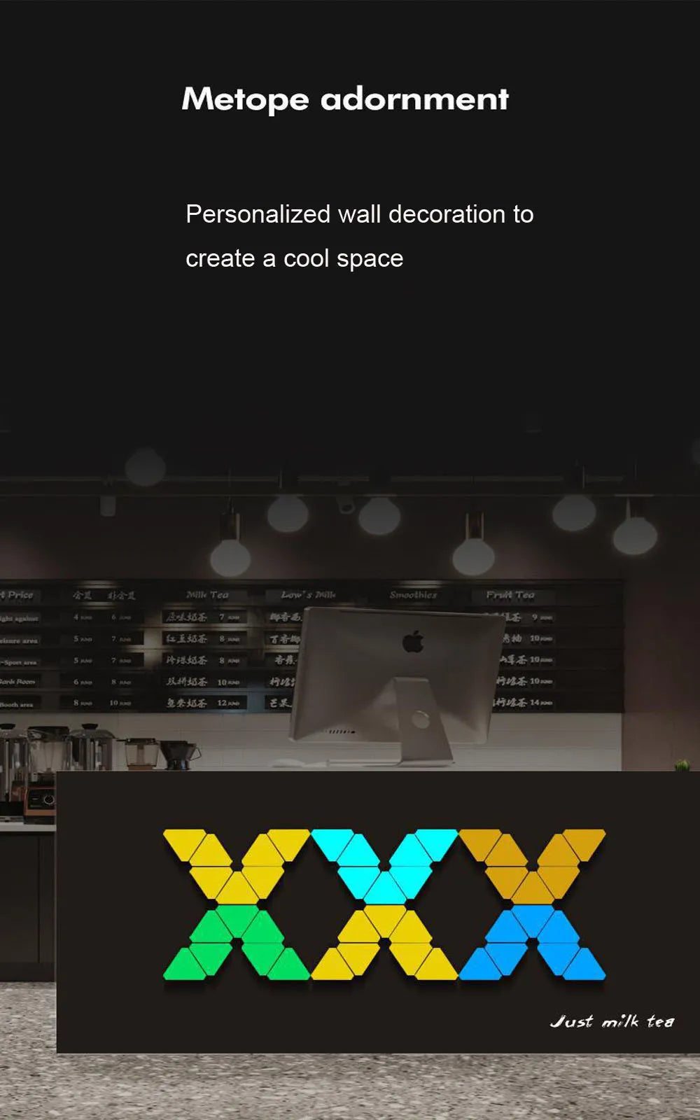 LED Triangular Quantum Lamp RGB Wall Lamp Smart Pickup Rhythm Background Light for Bedroom Bedside Night Light Office Decoration