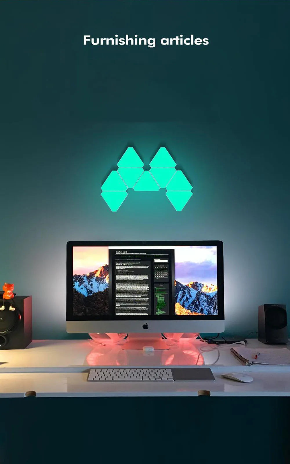 LED Triangular Quantum Lamp RGB Wall Lamp Smart Pickup Rhythm Background Light for Bedroom Bedside Night Light Office Decoration