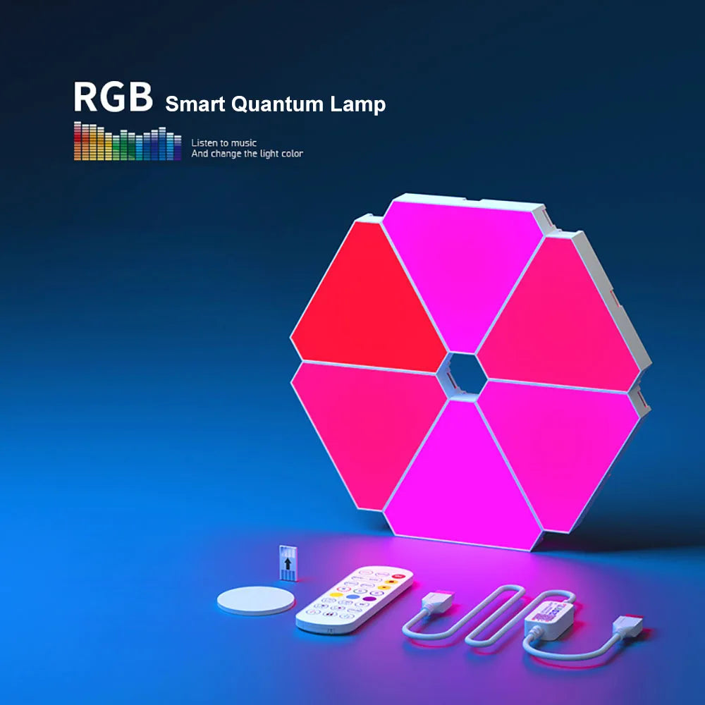LED Triangular Quantum Lamp RGB Wall Lamp Smart Pickup Rhythm Background Light for Bedroom Bedside Night Light Office Decoration