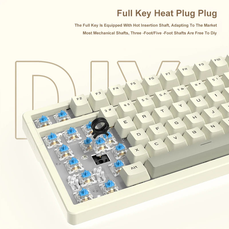 AK992 Wired Mechanical Gaming Keyboard – 98-Key Hot-Swappable Keyboard with Multimedia Control Knob and USB Connectivity