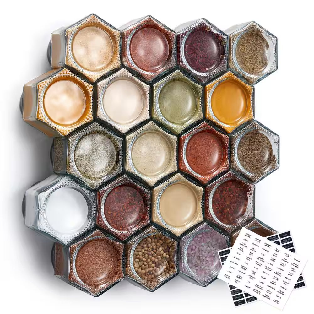 20-Pack Magnetic Glass Spice Jars with Shaker Lids & Labels – Organize Your Kitchen with Ease