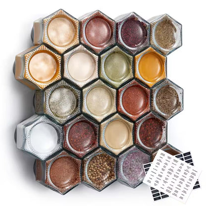 20-Pack Magnetic Glass Spice Jars with Shaker Lids & Labels – Organize Your Kitchen with Ease