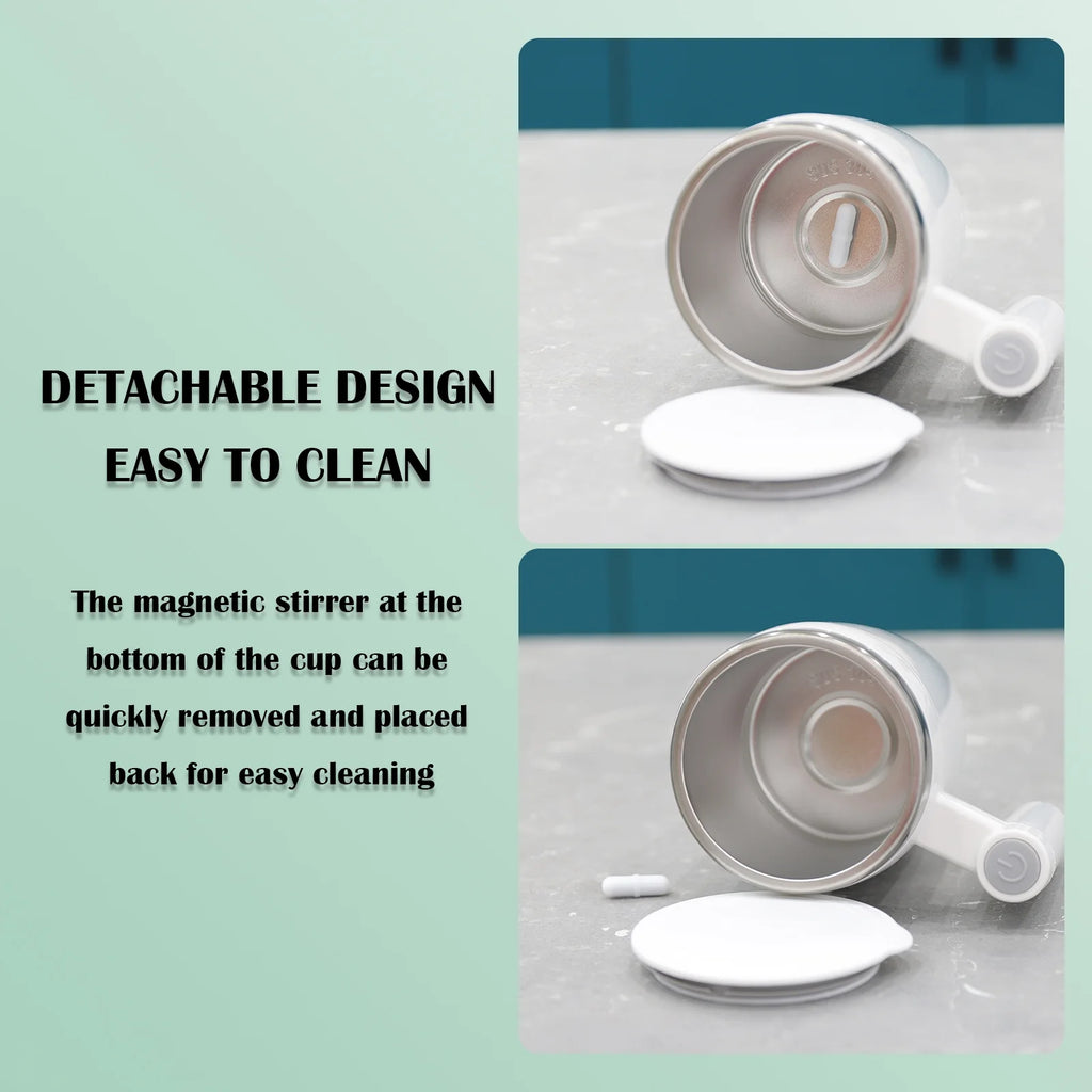 Rechargeable Self-Stirring Mug – Automatic Magnetic Mixing Coffee Cup, 14.5oz Stainless Steel Travel Mug for Coffee, Tea & More