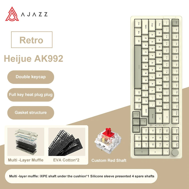 AK992 Wired Mechanical Gaming Keyboard – 98-Key Hot-Swappable Keyboard with Multimedia Control Knob and USB Connectivity