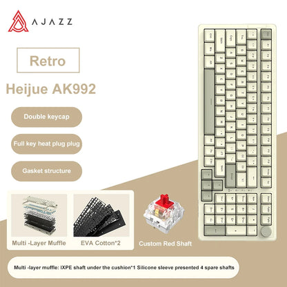 AK992 Wired Mechanical Gaming Keyboard – 98-Key Hot-Swappable Keyboard with Multimedia Control Knob and USB Connectivity