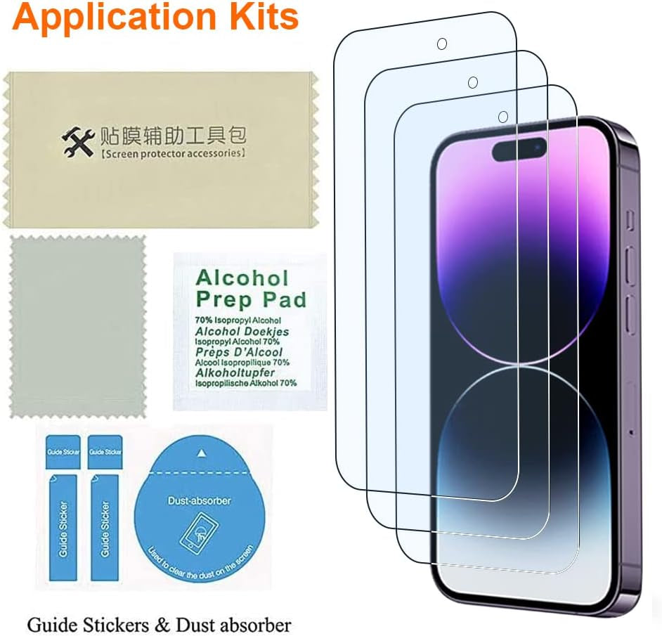 iPhone 14 Pro Blue Light Screen Protector (3 Pack) – Tempered Glass Eye Protection Screen Protectors for 6.1" iPhone 14 Pro