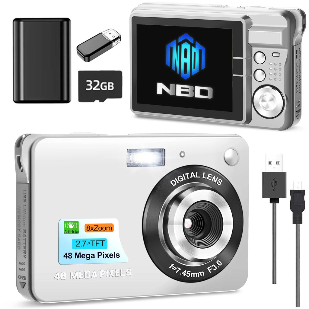 48MP Digital Camera with 8X Digital Zoom – Compact FHD Pocket Camera with 2.7-Inch Display
