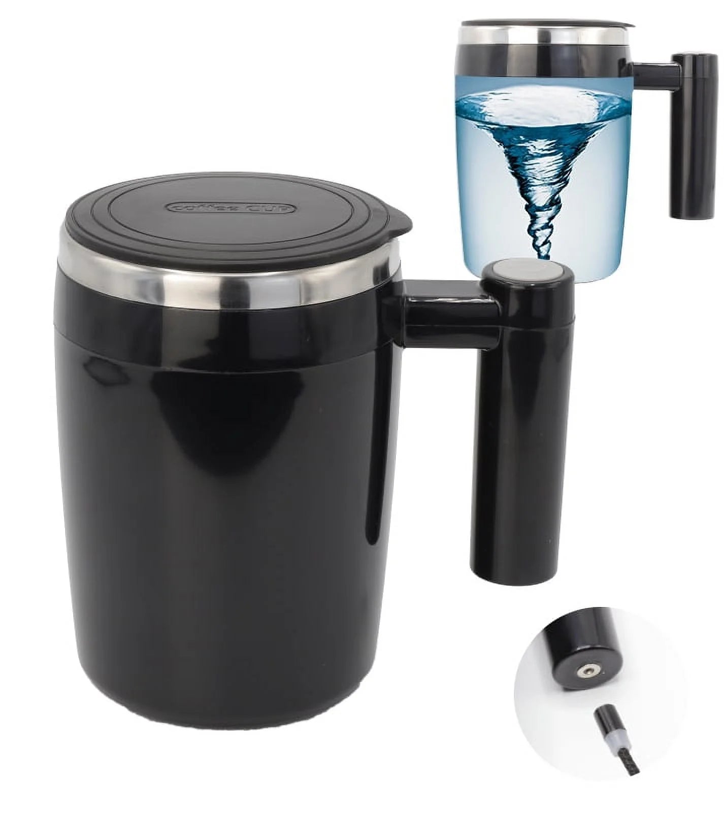 Rechargeable Self-Stirring Mug – Automatic Magnetic Mixing Coffee Cup, 14.5oz Stainless Steel Travel Mug for Coffee, Tea & More