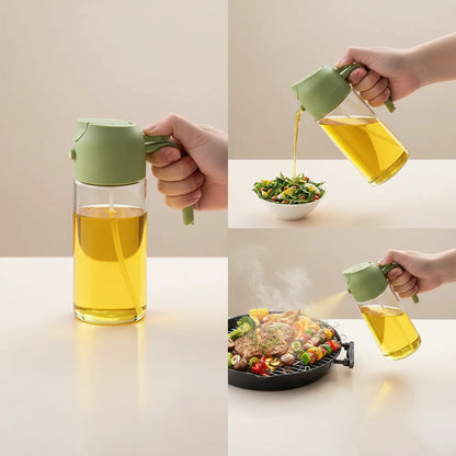 2-in-1 Oil Dispenser Bottle with Built-In Measuring Cup – Easy Measure & Pour, No-Drip Design