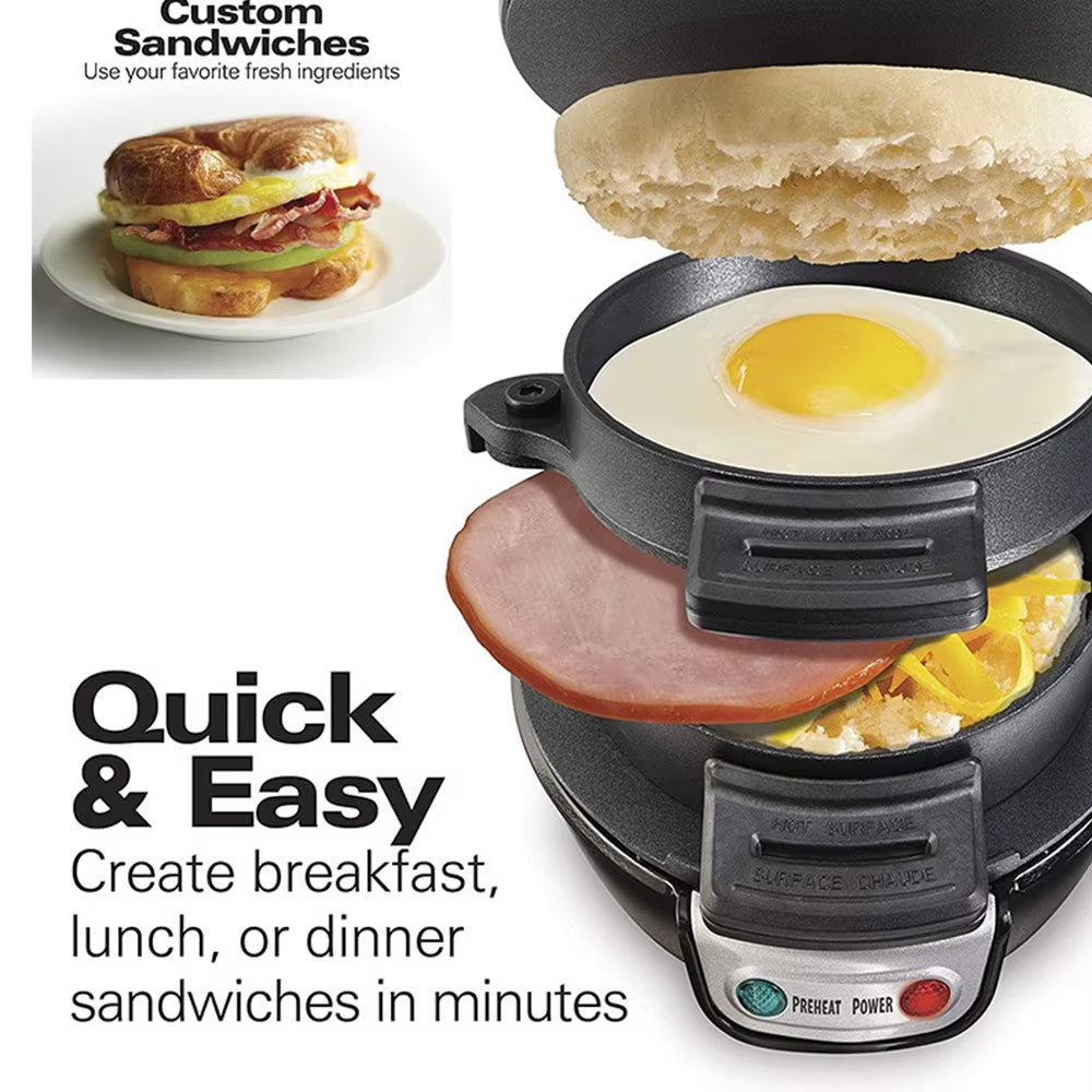 3-in-1 Electric Sandwich Maker, Burger Maker & Egg Cooker – 600W Non-Stick Breakfast Machine
