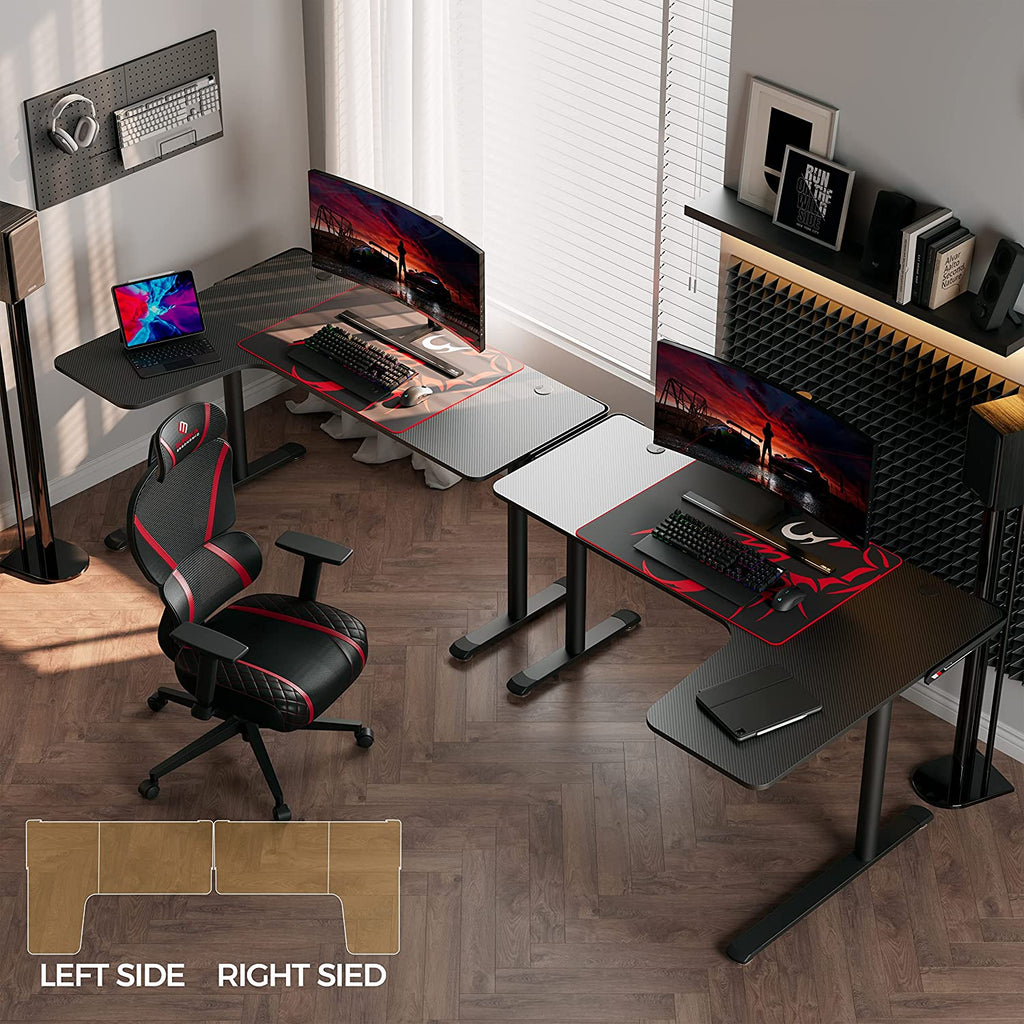 L-Shaped Gaming Desk – 60-Inch Corner Computer Desk with Mouse Pad & Cable Management