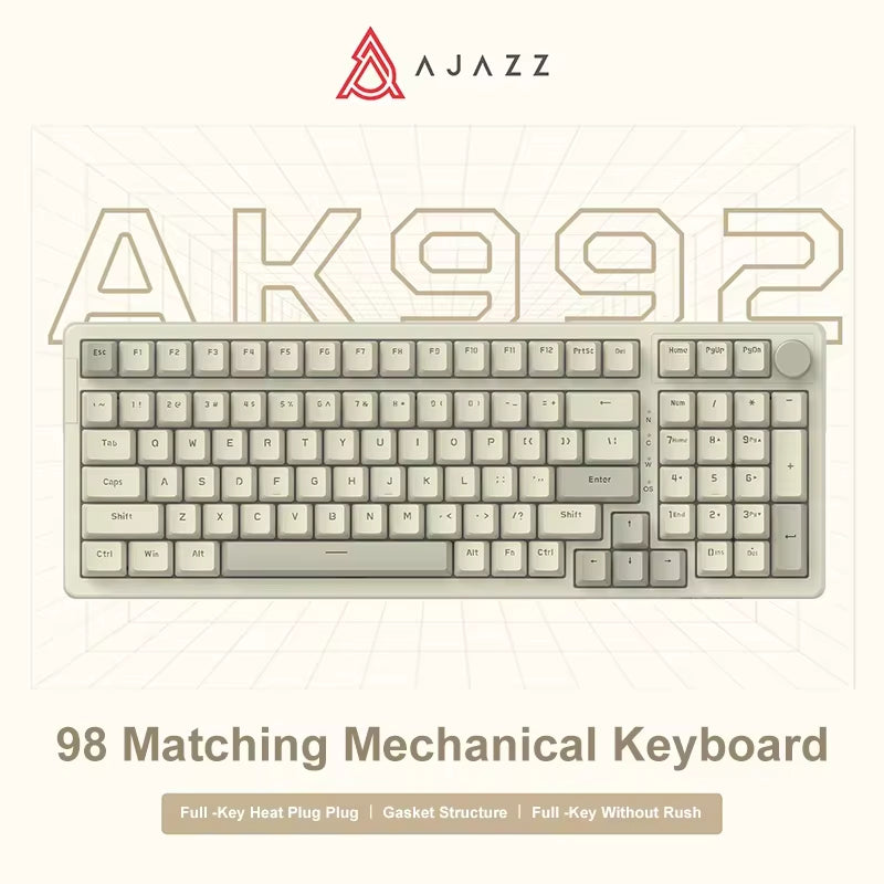 AK992 Wired Mechanical Gaming Keyboard – 98-Key Hot-Swappable Keyboard with Multimedia Control Knob and USB Connectivity