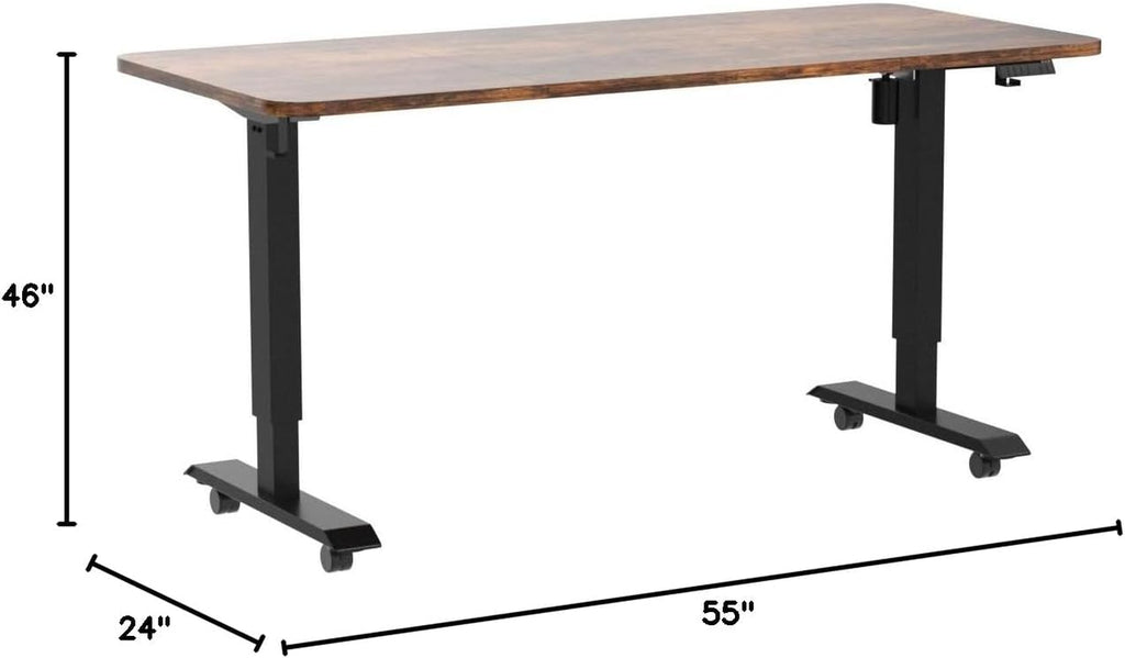 55-Inch Electric Standing Desk – Height Adjustable Sit-Stand Home Office Computer Desk with Quiet Motor, 178 lb Capacity, Rustic Brown